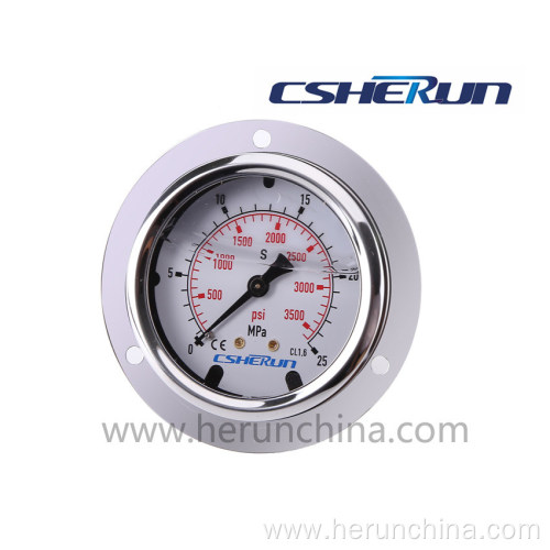 Liquid Filled Pressure Gauge with Front Flange